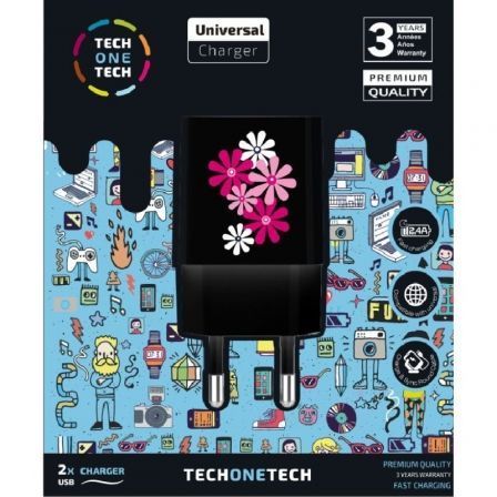 TECH-ONE-TECH TEC2601 Cargador de Pared Doble USB 12W Negro